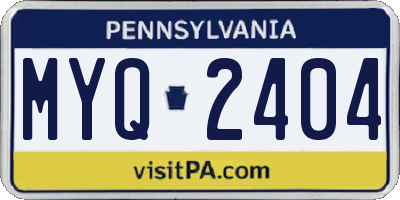 PA license plate MYQ2404