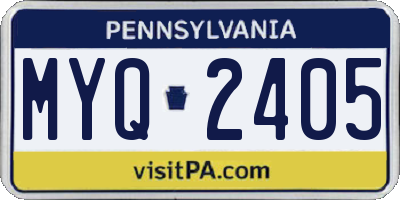 PA license plate MYQ2405