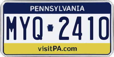 PA license plate MYQ2410