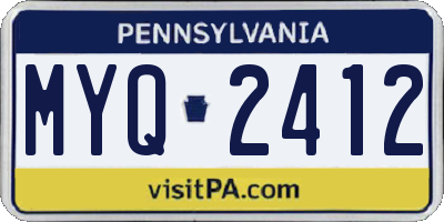 PA license plate MYQ2412