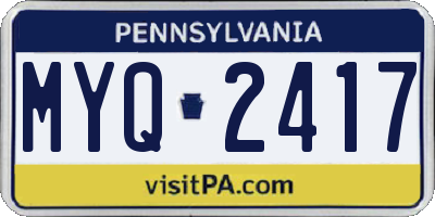 PA license plate MYQ2417