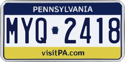 PA license plate MYQ2418