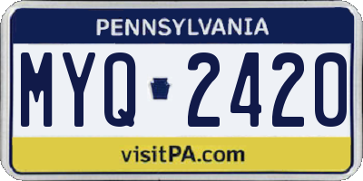 PA license plate MYQ2420