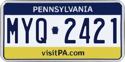 PA license plate MYQ2421