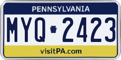 PA license plate MYQ2423