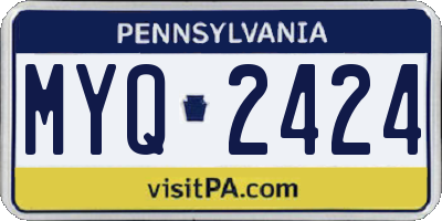 PA license plate MYQ2424