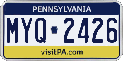 PA license plate MYQ2426