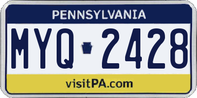 PA license plate MYQ2428
