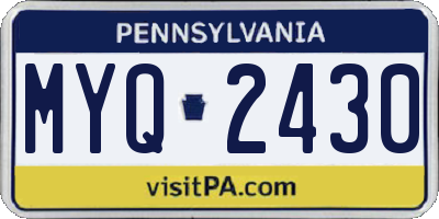 PA license plate MYQ2430