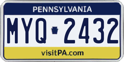 PA license plate MYQ2432