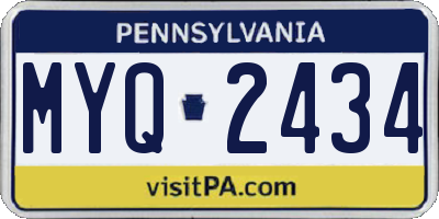 PA license plate MYQ2434