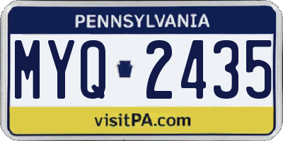 PA license plate MYQ2435