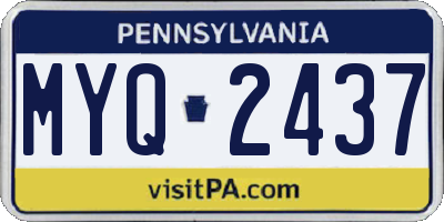 PA license plate MYQ2437