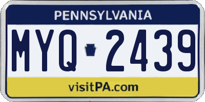PA license plate MYQ2439