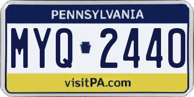 PA license plate MYQ2440