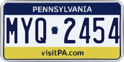 PA license plate MYQ2454