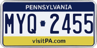 PA license plate MYQ2455