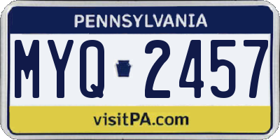 PA license plate MYQ2457