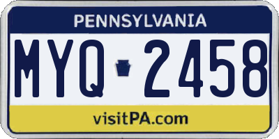 PA license plate MYQ2458