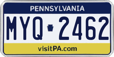 PA license plate MYQ2462