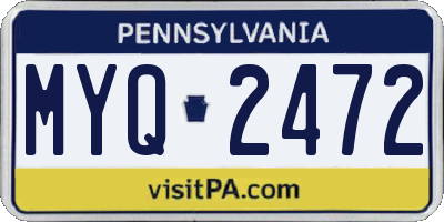 PA license plate MYQ2472