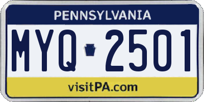 PA license plate MYQ2501