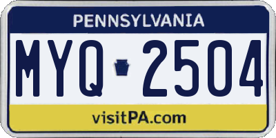 PA license plate MYQ2504