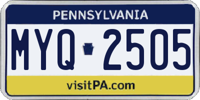 PA license plate MYQ2505