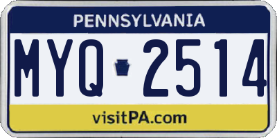 PA license plate MYQ2514
