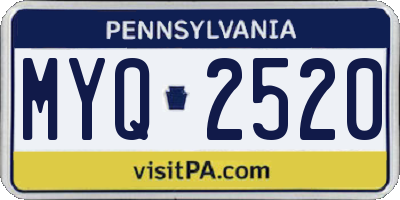 PA license plate MYQ2520