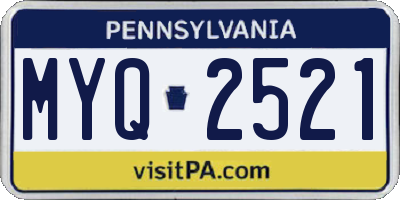 PA license plate MYQ2521