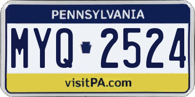 PA license plate MYQ2524