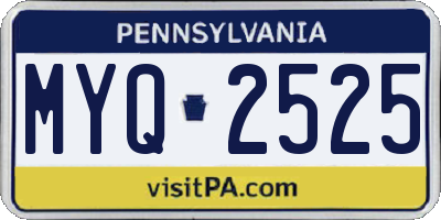 PA license plate MYQ2525