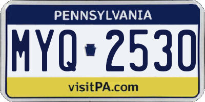 PA license plate MYQ2530