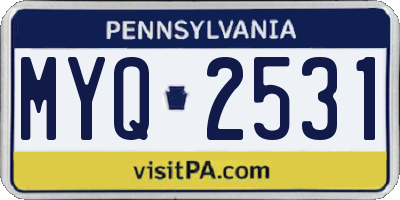 PA license plate MYQ2531