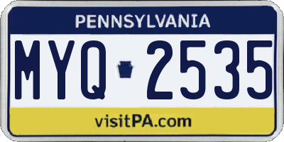 PA license plate MYQ2535
