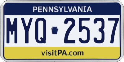 PA license plate MYQ2537