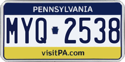 PA license plate MYQ2538
