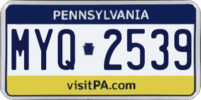PA license plate MYQ2539