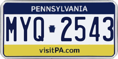 PA license plate MYQ2543