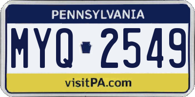 PA license plate MYQ2549