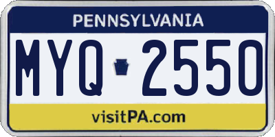 PA license plate MYQ2550