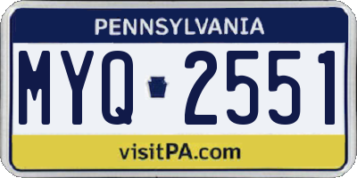 PA license plate MYQ2551