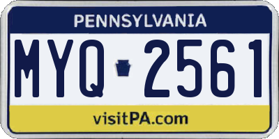 PA license plate MYQ2561