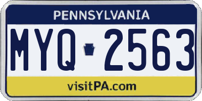 PA license plate MYQ2563