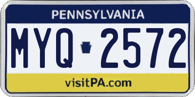 PA license plate MYQ2572