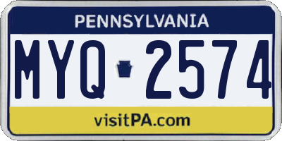 PA license plate MYQ2574