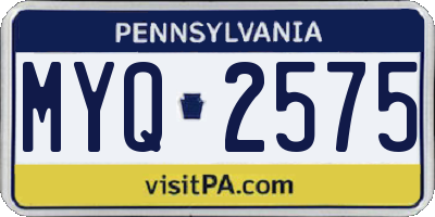 PA license plate MYQ2575