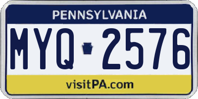 PA license plate MYQ2576