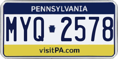 PA license plate MYQ2578
